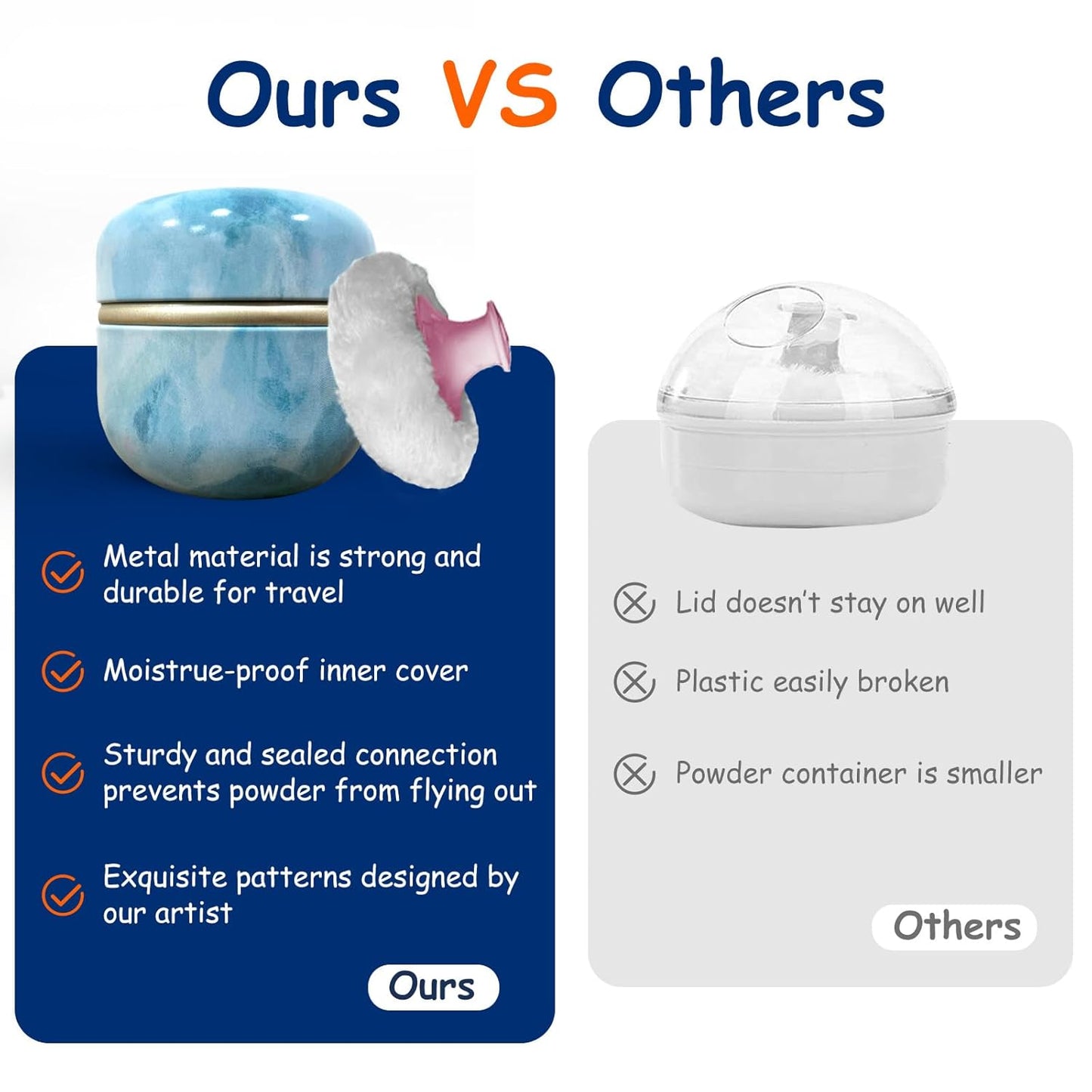 Body Powder Puff and Container for Dusting Powder, Women Powder Puff and Powder Case for Bath and Travel (Summer Dream)