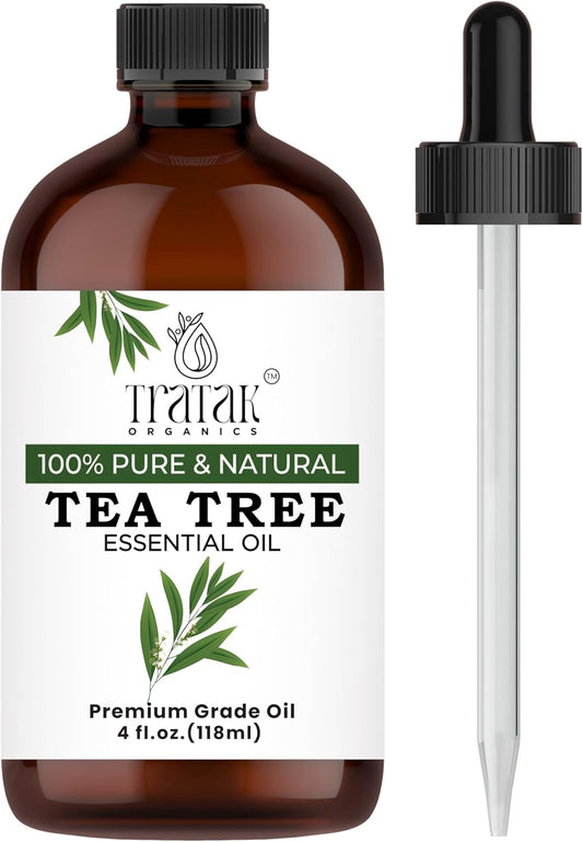 Tea Tree Oil for Skin, Hair & Toenails - 4 Fl Oz - 100% Pure Natural Tea Tree Essential Oil (Australian Melaleuca) for Potency - Used in General Wellness, Aromatherapy & DIY Soap
