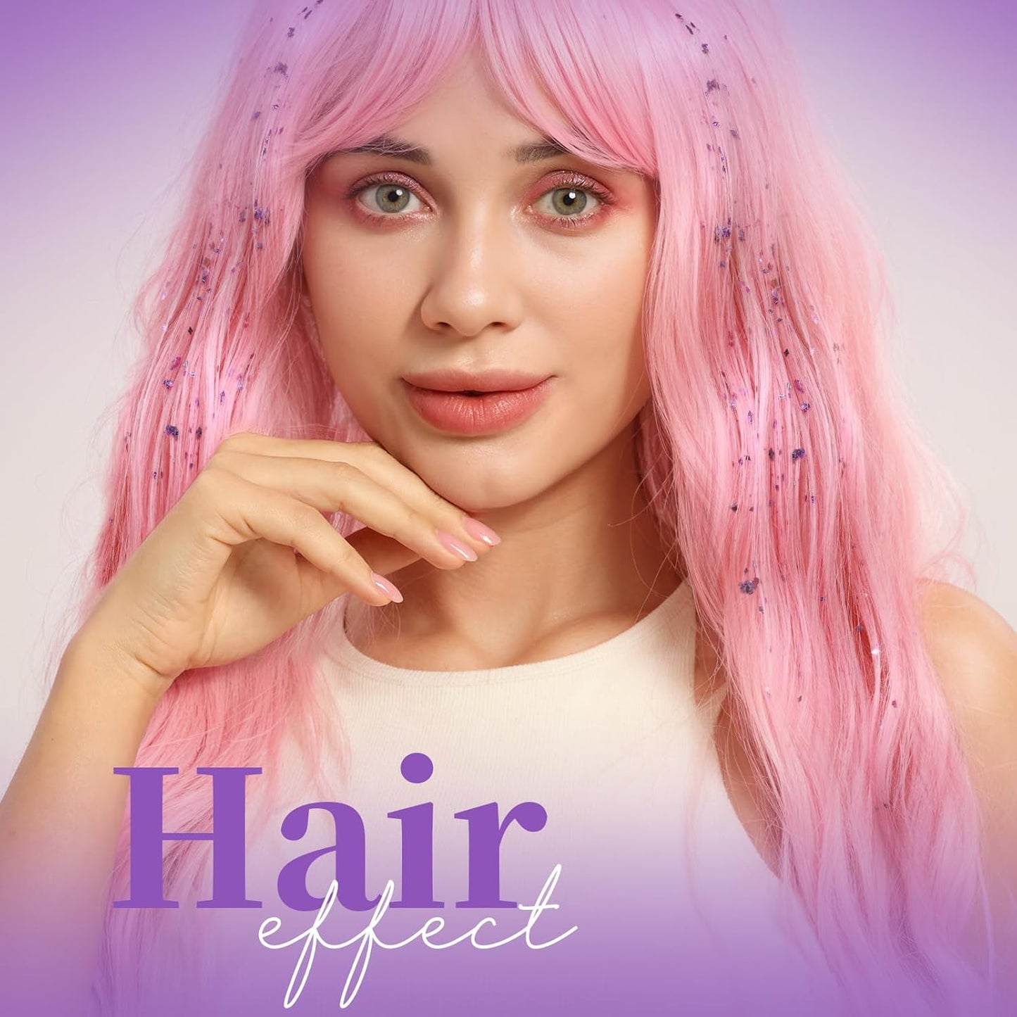 Teenitor Body Glitter Gel - Purple Face & Body Glitter Set, 6 Shapes, Hair Glitter Gel, Makeup Glitters for Face, Body, Hair