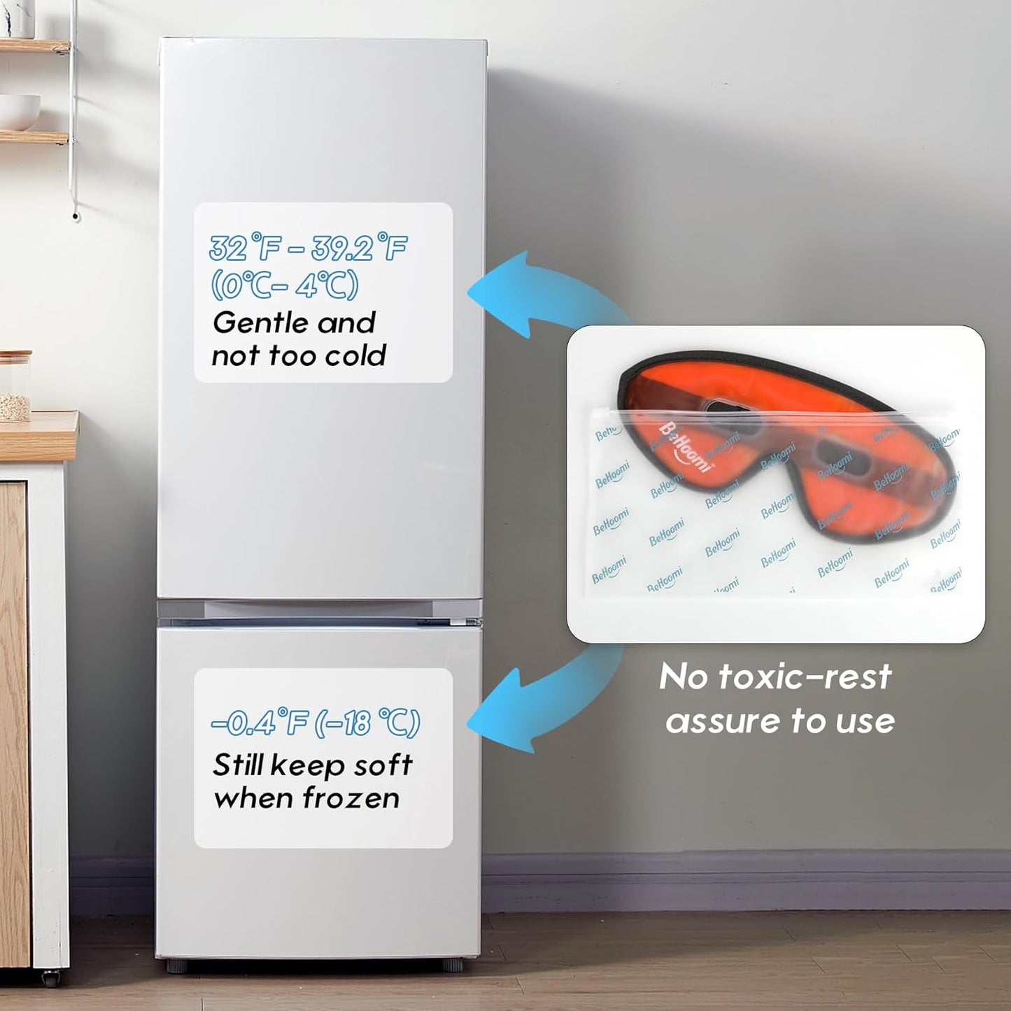 Cooling Eye Mask, Gel Eye Mask with Holes, Reusable Ice Mask, Cool Eye Ice Pack, Comfort Snug Fit, No Freeze, Cold Eye Compress for Home, Office, Relaxation, Morning Refreshment, Orange