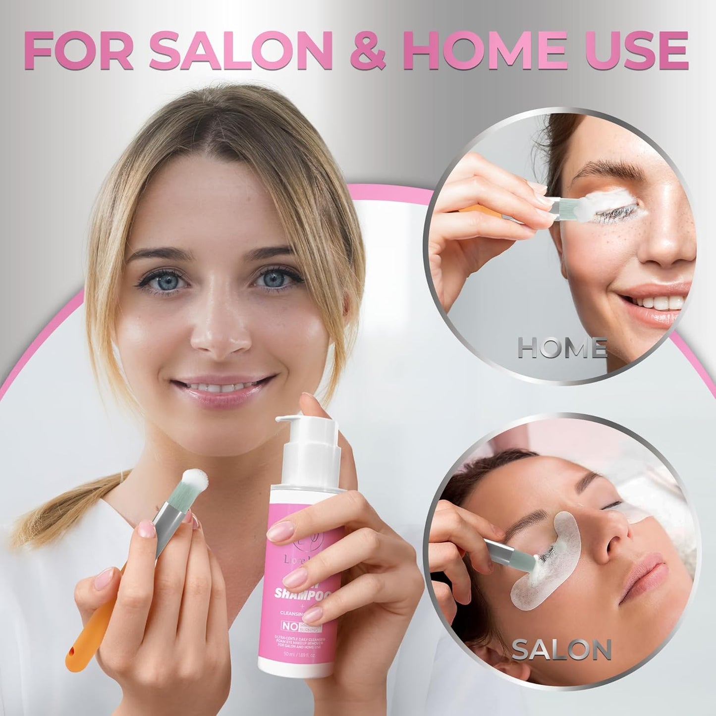 Eyelash Extension Shampoo/ Gentle Foam Cleanser for Lash Extensions & Natural Lashes (Shampoo + Lash Brush)