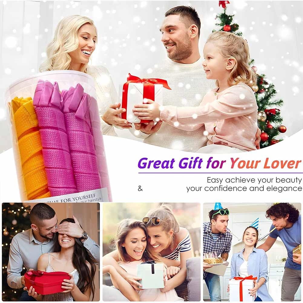 Heatless Hair Curling Set Magic No Heat Spiral Hair Curls Portable DIY Rollers Styling Kit Durable Beauty Makeup(10pcs*17.7in)