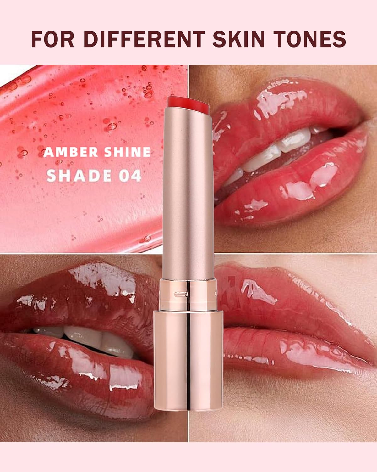 Moisturizing Lip Balm, Nude Sheer Red Lipstick Hydrating Tinted Lip Gloss, Long Lasting Waterproof Liptint Balm Natural Non-Stick Lips Oil Stain,Glossy Lipcolor Juicy Finish for Dry Cracked Lips-04