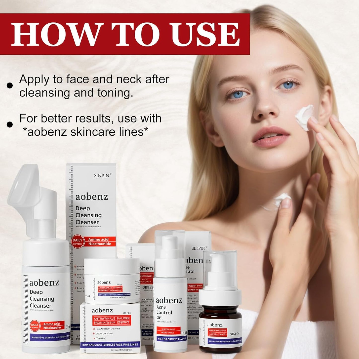 SINPIN aobenz Anti Aging Moisturizer Face Cream for Women & Men - Night Cream for Face & Neck | All Skin Types | Niacinamide + Hyaluronic Acid | Firming, Tightening, Anti Wrinkle, 1.76FL (1PCS)