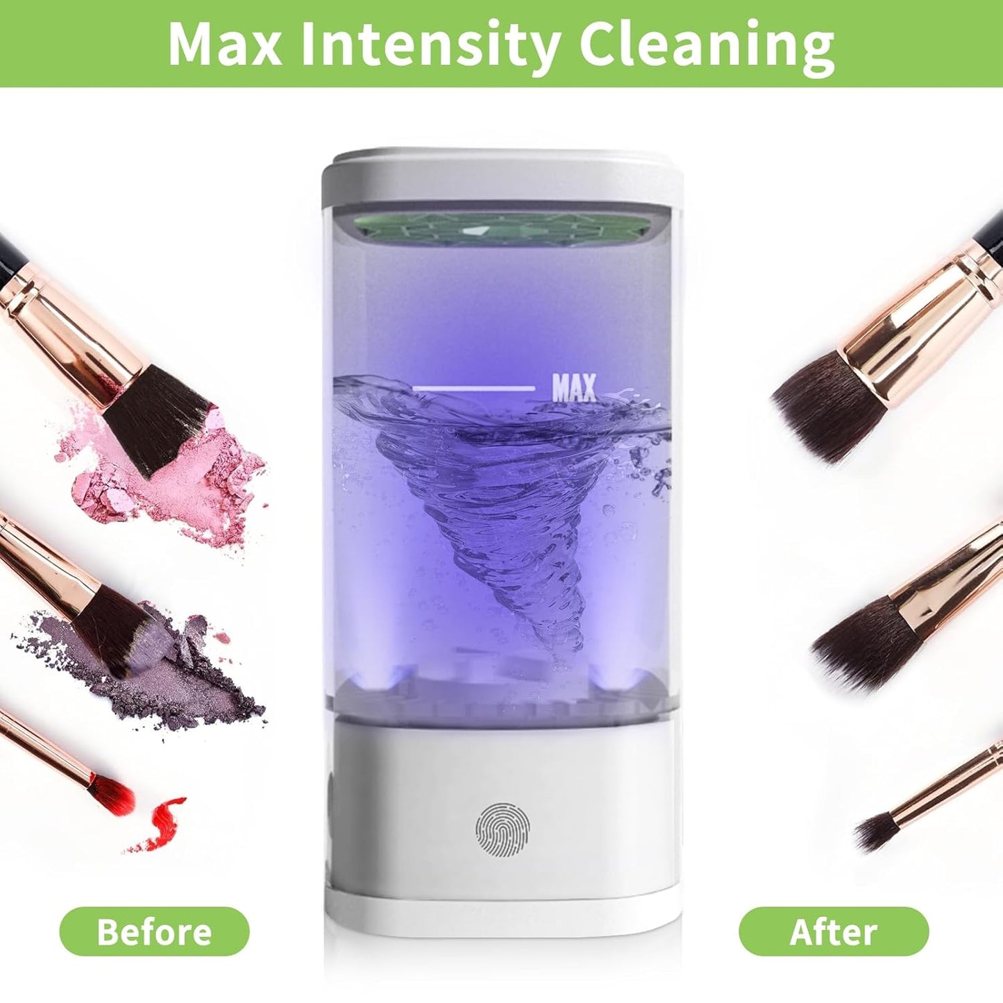 Electric Makeup Brush Cleaner - 9000 RPM Makeup Brush Cleaning Machine with Dry Function - IP65 Waterproof Automatic Makeup Brush Cleaner for Makeup Sponges and Brushes Cosmetic Brush Cleaner Plug-in