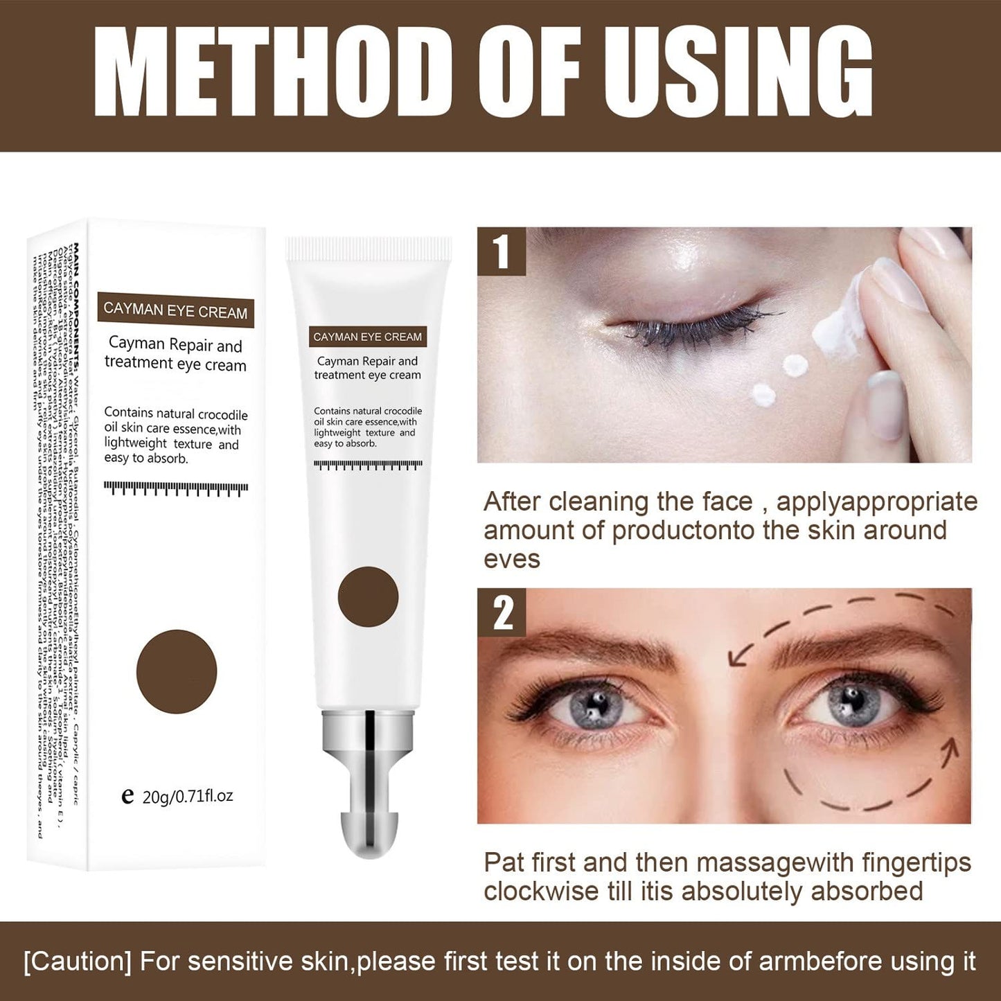 2pcs Anti-aging Eye Cream Cayman Eye Cream, Silk Protein Anti-Wrinkle And Firming Magic Eye Cream For Wrinkles,Dark Circles,Fine Lines,Puffiness & Bags,Wrinkle (20g)