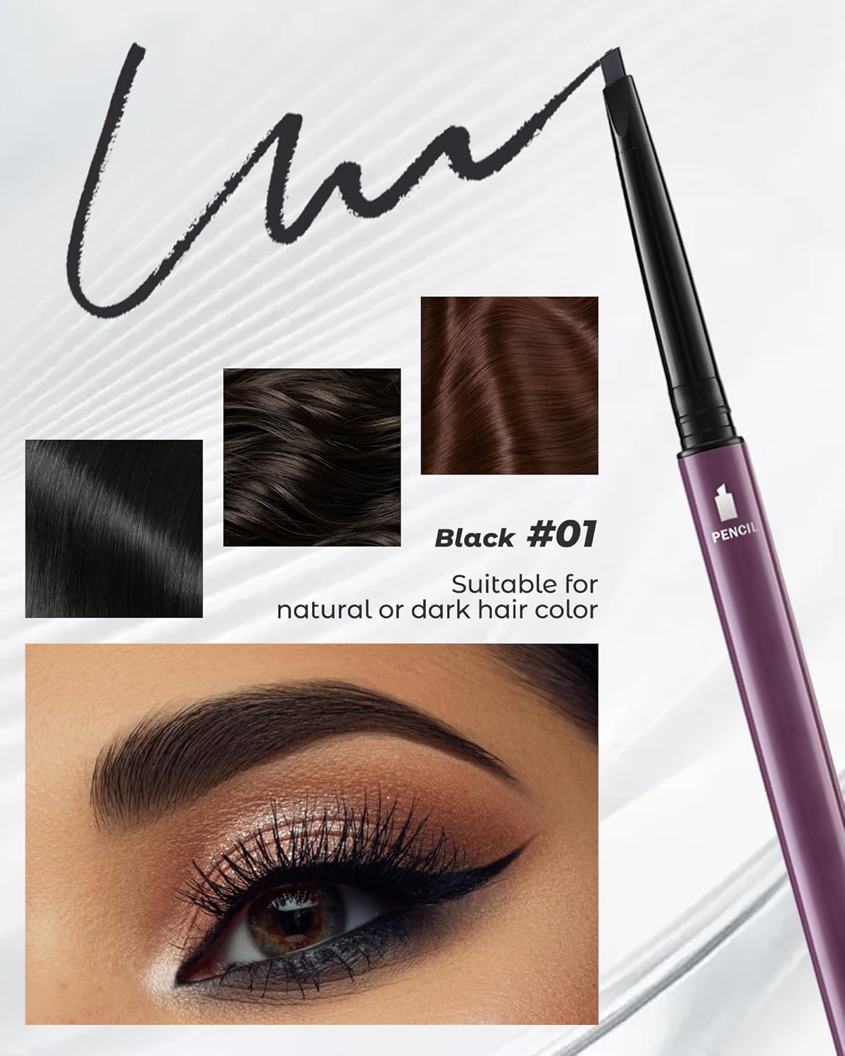 6Pcs Microblading Eyebrow Pencils Black Waterproof Eye Brow Pencil w/Eye Brow Razor & Scissors Kit 0.5mm Ultra-Fine Tip Creates Hair-Like Strokes for Women Effortless Natural Brows