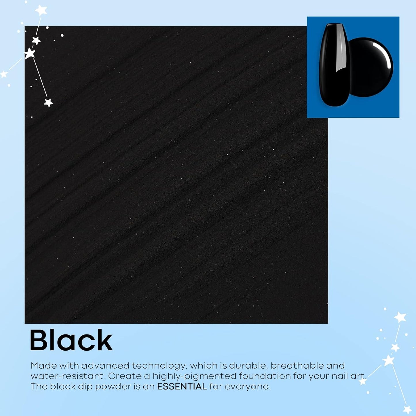 Modelones Dip Powder Black Color, Nail Dipping French Nail Art, 28 Long-Lasting Pro System Salon DIY at Home No Needed Lamp Cured