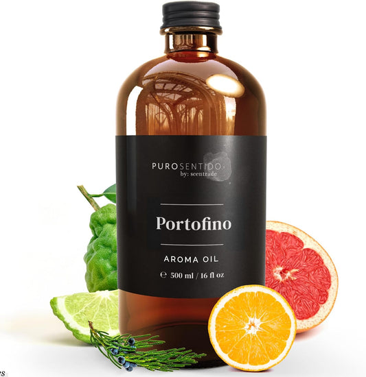 PuroSentido Portofino Aroma Oil (500 ml) - Luxury Essential & Fragrance Oil for Diffusers and Humidifiers, Sicilian Lemon, Rosemary and Musk Home & Hotel Scent