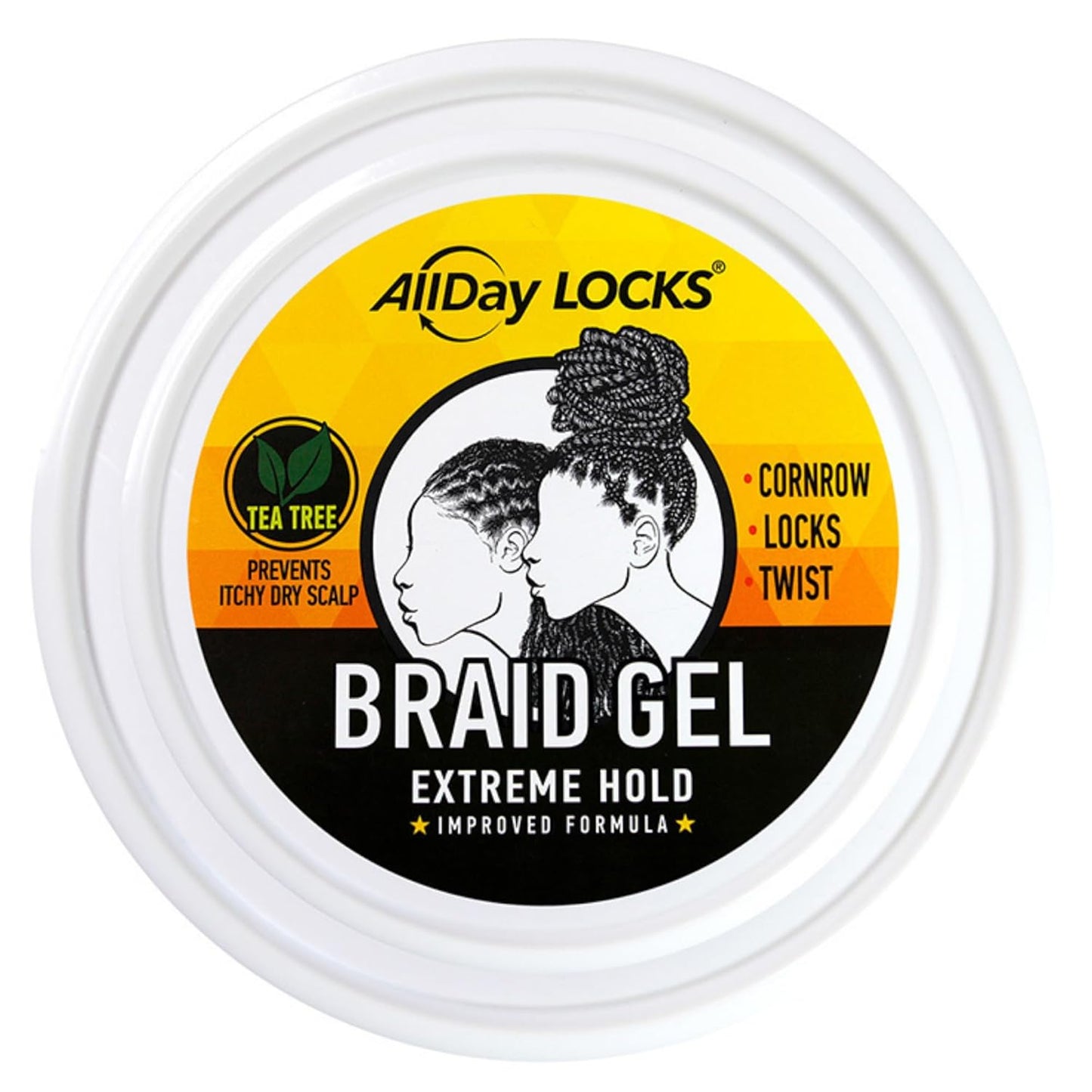 AllDay Locks Braid Gel (Bucket) | Extreme Hold, High Shine | Frizz & Flake-Free Edge Control | Tea Tree, Lavender, Peppermint Oil | Slick & Style Braids, Locks, Twists, Cornrows | 64 oz