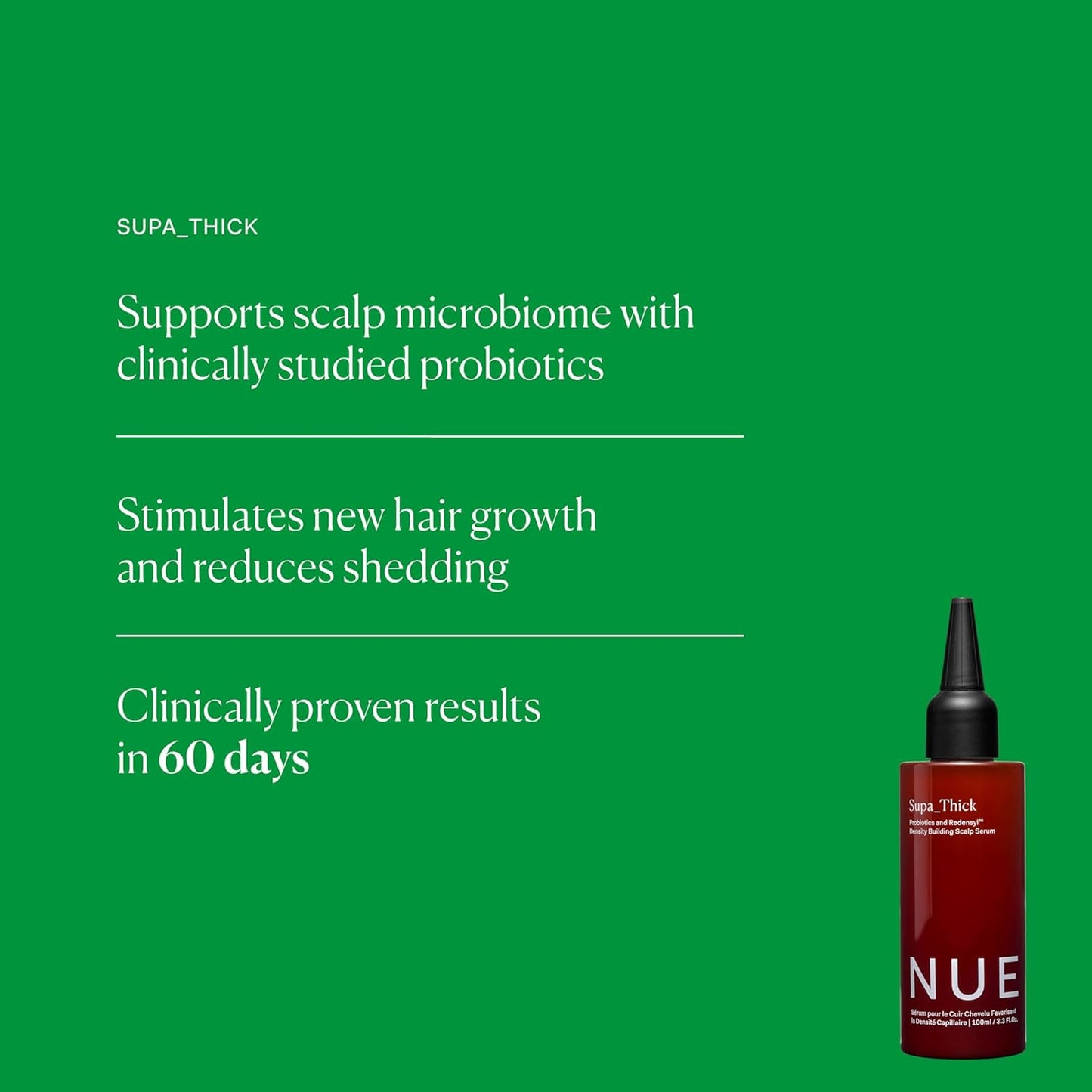 The Nue Co. SUPA THICK Topical Hair Supplement, Supports Hair Growth and Reduces Shedding, Scalp Serum for Hair Density, Vegan, 4 oz / 100 mL