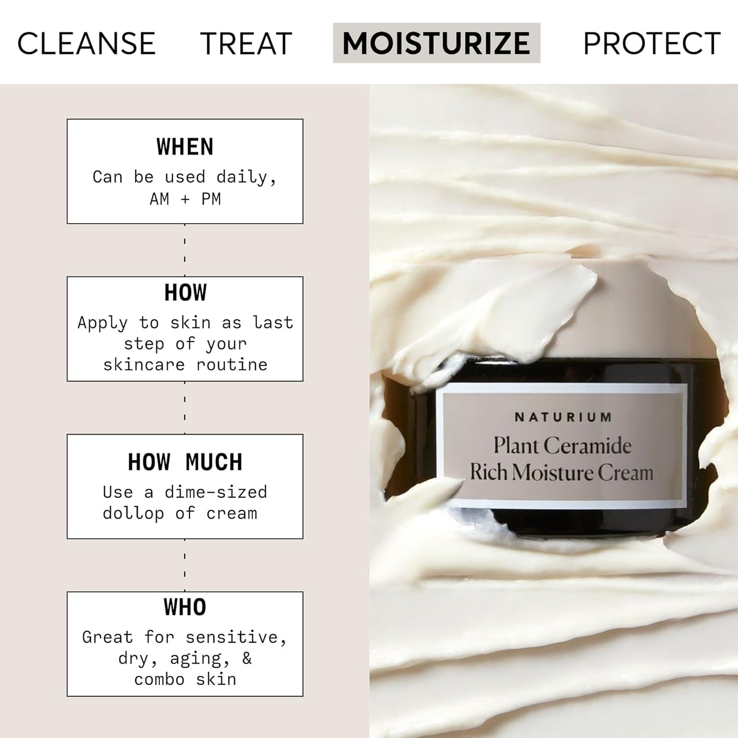 Naturium Plant Ceramide Rich Moisture Cream, Hydrating & Anti-Aging Skincare, 1.7 oz