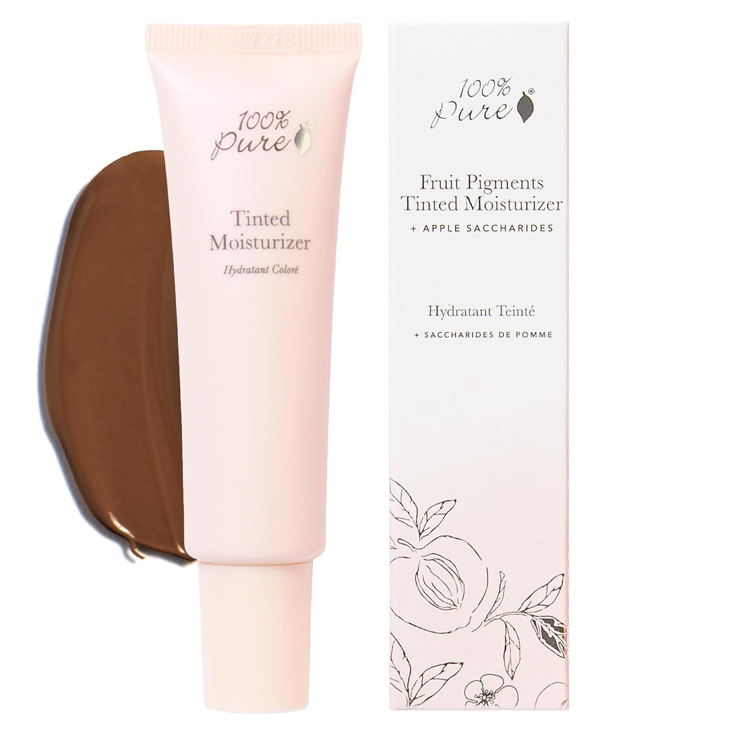 100% PURE Tinted Moisturizer Anti-Aging Face Makeup - Fruit Pigmented Cocoa Light to Medium Coverage & Dewy Glow - Lightweight Foundation Deep Skin w/Neutral Undertone - Vegan - 1 Fl Oz