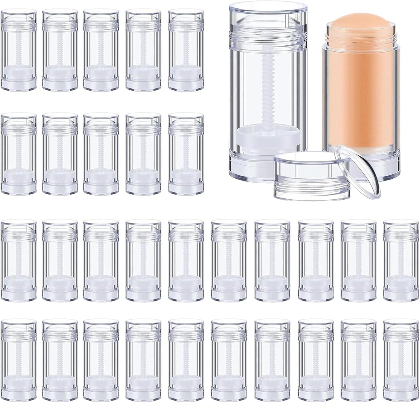 meleg otthon Empty Deodorant Containers , Twist Up Refillable Deodrant Containers Leak Proof Clear Deodorant Bottles Round Lip Balm Tubes for DIY Lipstick Crayon (Clear 30Pcs, 30ML)