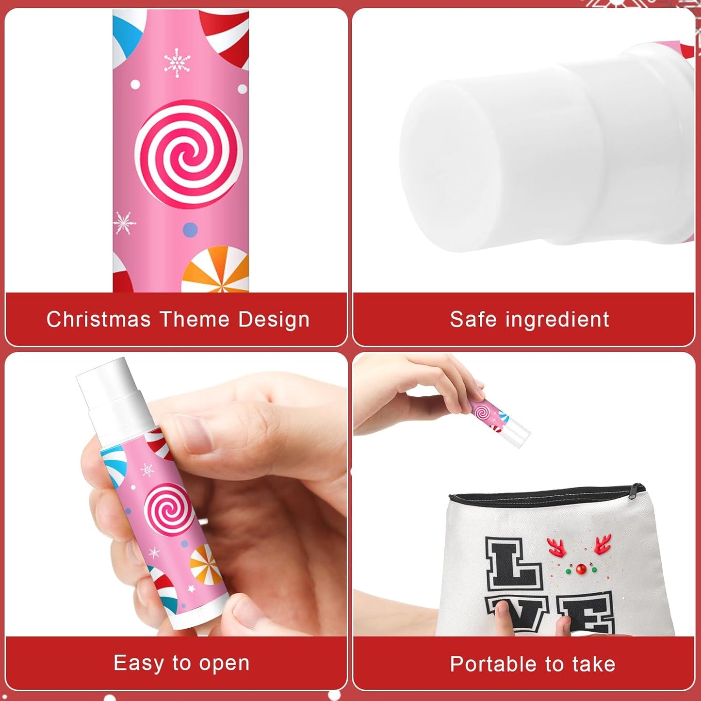 Sosation 80 Pcs Christmas Flavored Lip Balm Bulk Christmas Stocking Gift Set Holiday Celebrate Lip Balm Stick Beauty Care