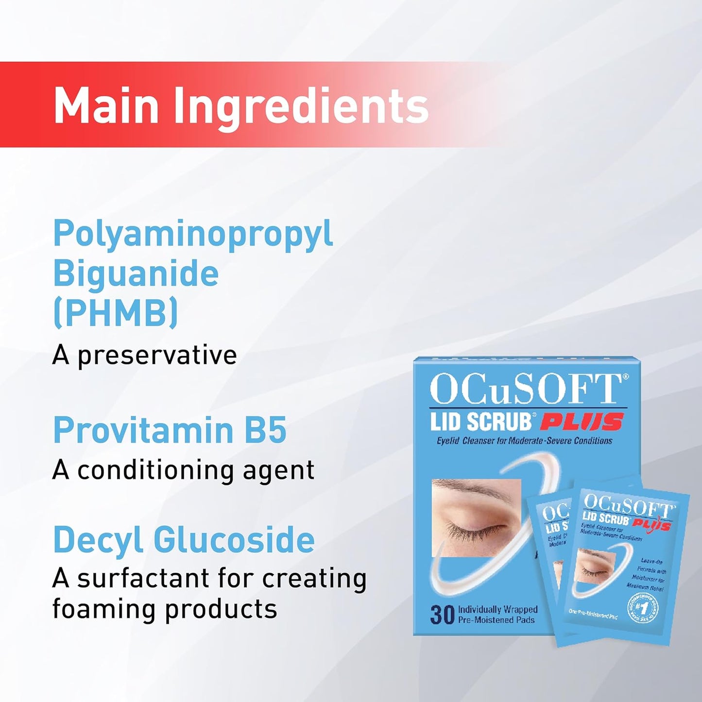 OCuSOFT Lid Scrub PLUS 35 - Pre-Moistened Leave-On Eyelid Wipes for Moderate to Severe Conditions - Moisturizing Eyelid Cleanser for Maximum Relief - 35 Count
