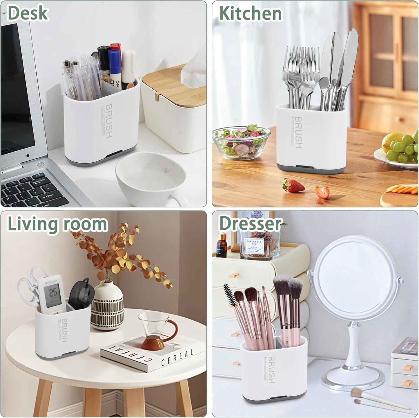 Chintu Toothbrush and Toothpaste Holder with Divider for Bathroom Countertop Organizer, Detachable for Easy Clean,Electric Toothbrush Holders Storage Caddy for Family (White/Gray)