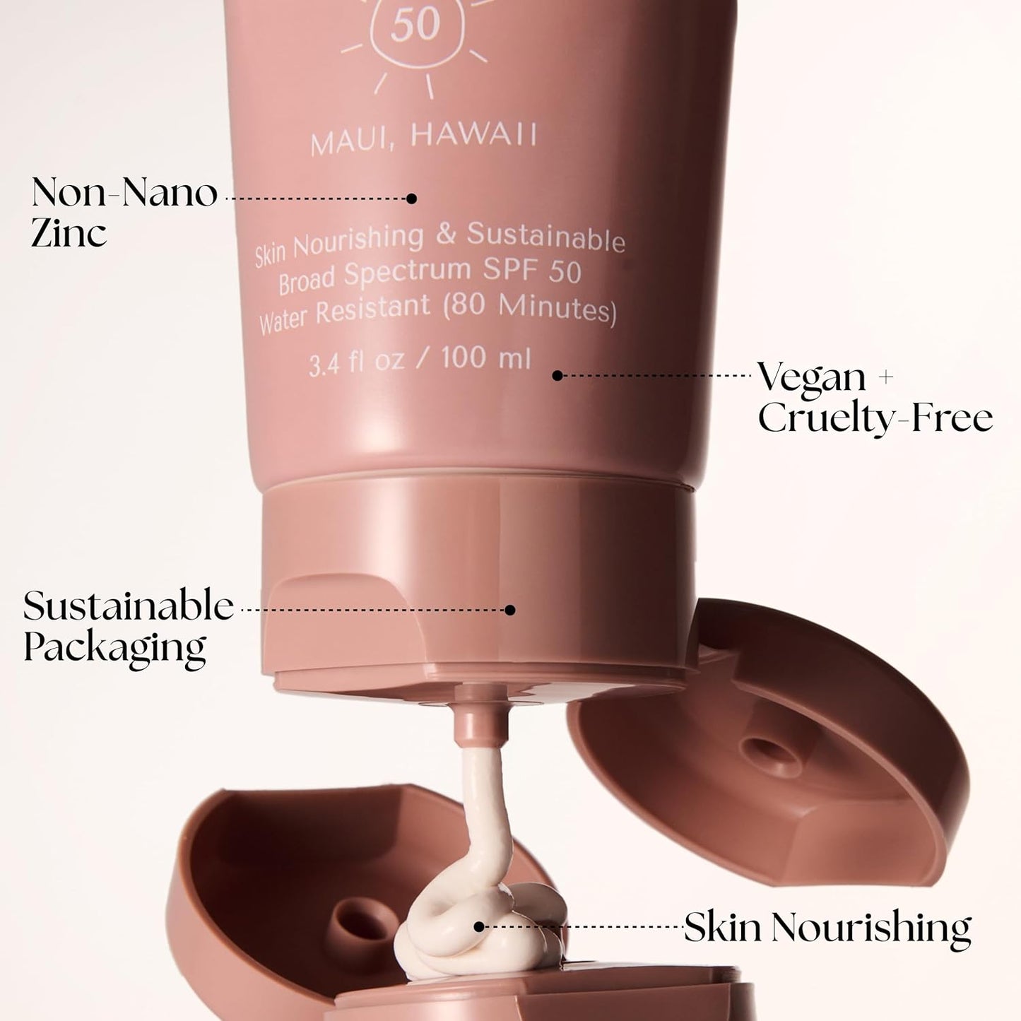 SPF 50 Mineral Sunscreen - Reef Friendly, Ocean Safe, Vegan Sunscreen Lotion for All Ages, No White Residue, Water-Resistant, 3.4 fl oz