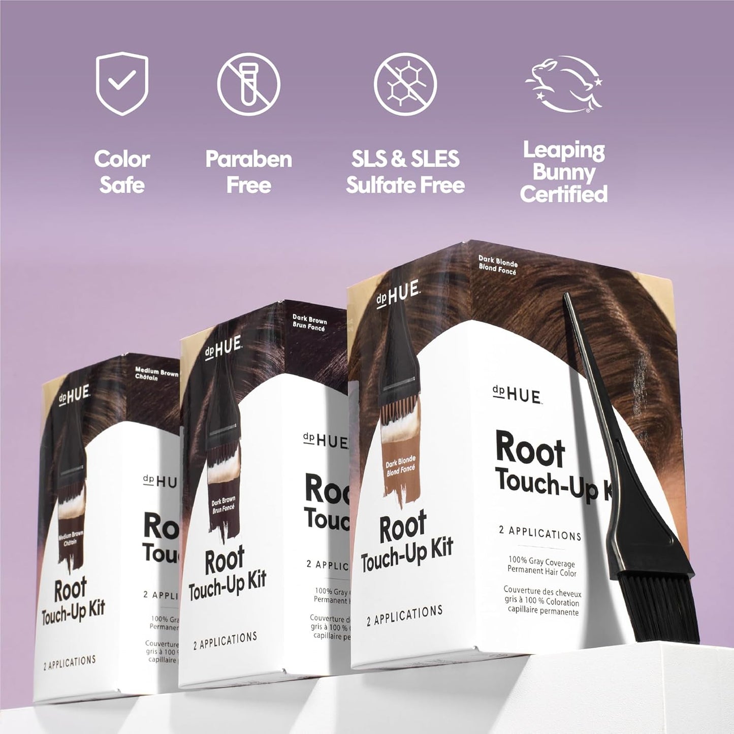 dpHUE Root Touch-Up Kit, Dark Brown - Permanent Hair Color for Gray Coverage - Includes Two Applications - Paraben, SLS & SLES Sulfate Free - Leaping Bunny Certified