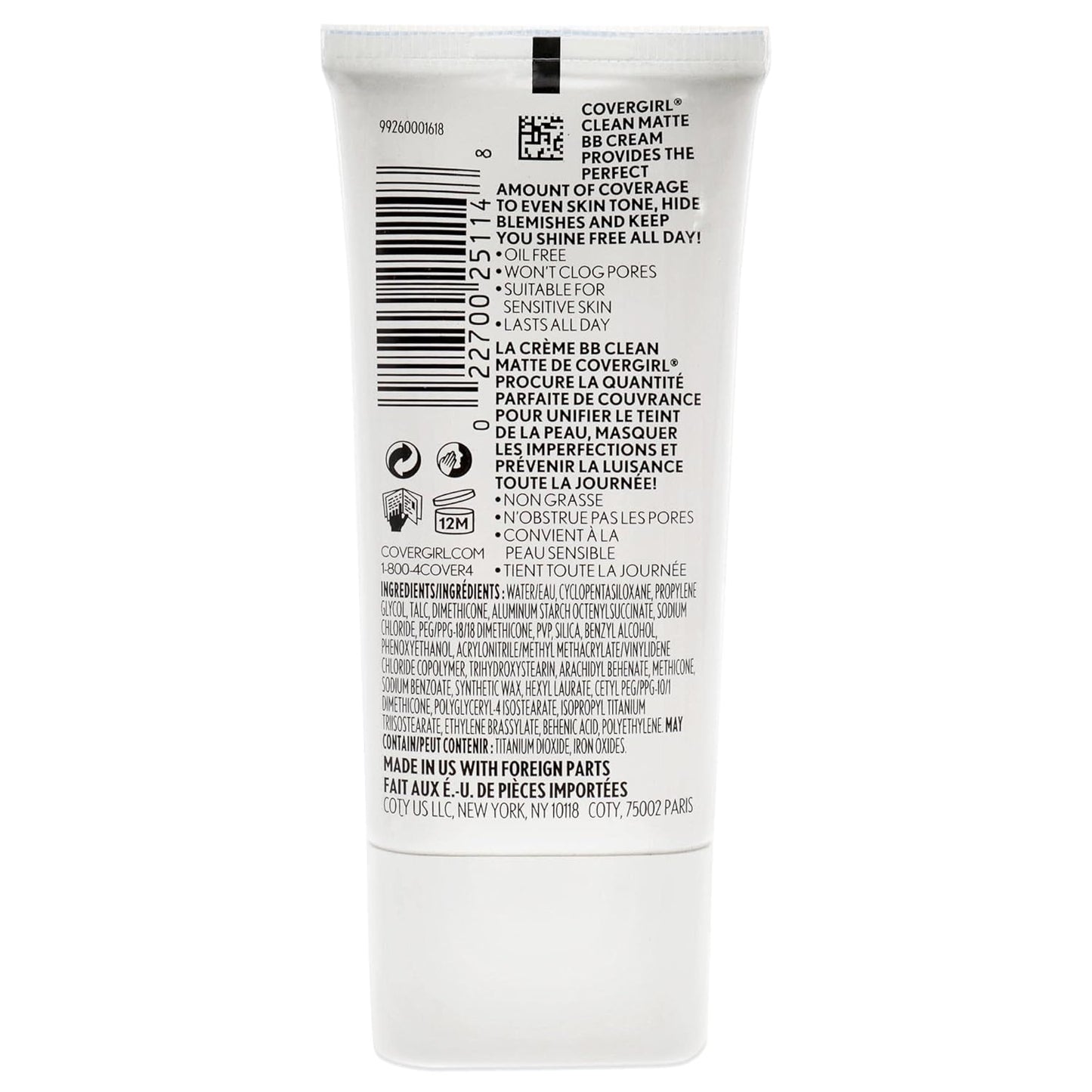 COVERGIRL - Clean Matte BB Cream, Oil-Free, Long-Lasting, Sensitive Skin, Lightweight, 100% Cruelty-Free (Pack of 2)