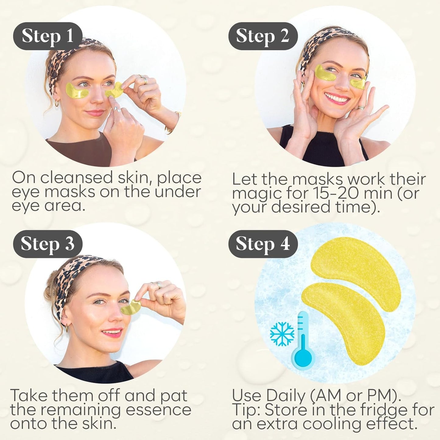 24K Gold Eye Mask (30 Pairs) | Eye Masks with Niacinamide & Hyaluronic Acid | Under Eye Patches for Dark Circles | Under Eye Patches for Puffy Eyes | Eye Care