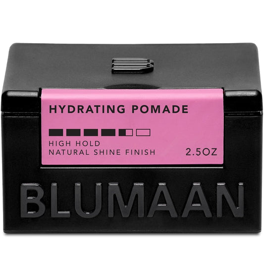 BluMaan Hydrating Pomade - Low Shine, High Hold - Water Based, Easy To Wash - Ideal for Quiffs, Pompadours, Ducktails & Slick Back Looks - 2.5 oz