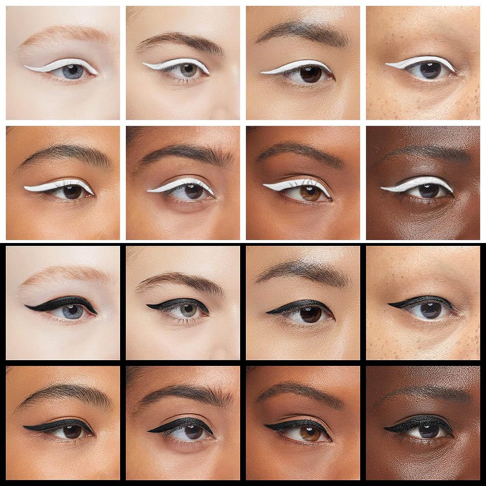 Kaely 2Pcs Black White Gel Eyeliner Pencils Set,Waterproof Eye Liner Pen,Cat Eye Stencil Cat Face Makeup,Eye Black Eyeshadow Palette Stick,Gothic Halloween Makeup,delineador de ojos contra el agua