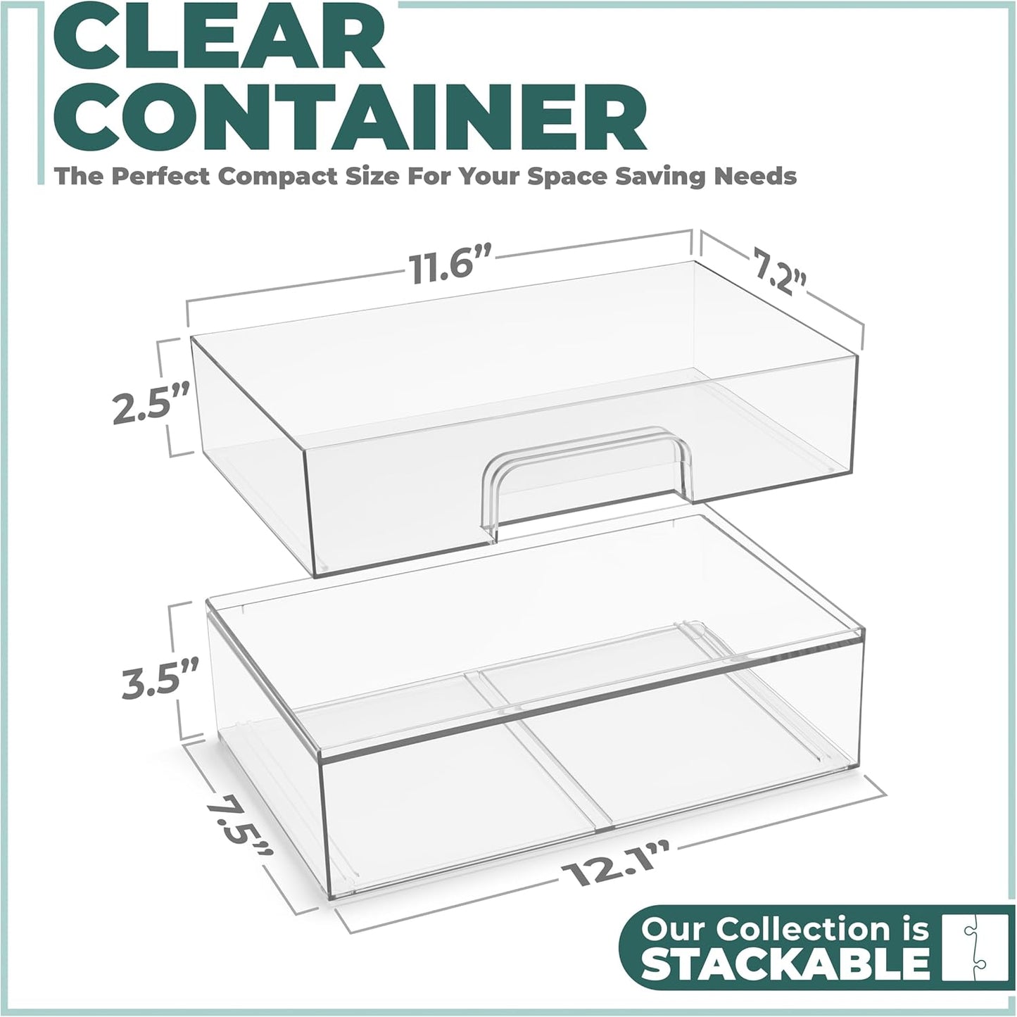 Sorbus Acrylic Storage Containers - 4 Pack, Stackable Storage Bins Set for Bathroom Organization - Clear Acrylic Drawer Organizers - Makeup Case Pull-Out Drawers (12.1’’ Wide)
