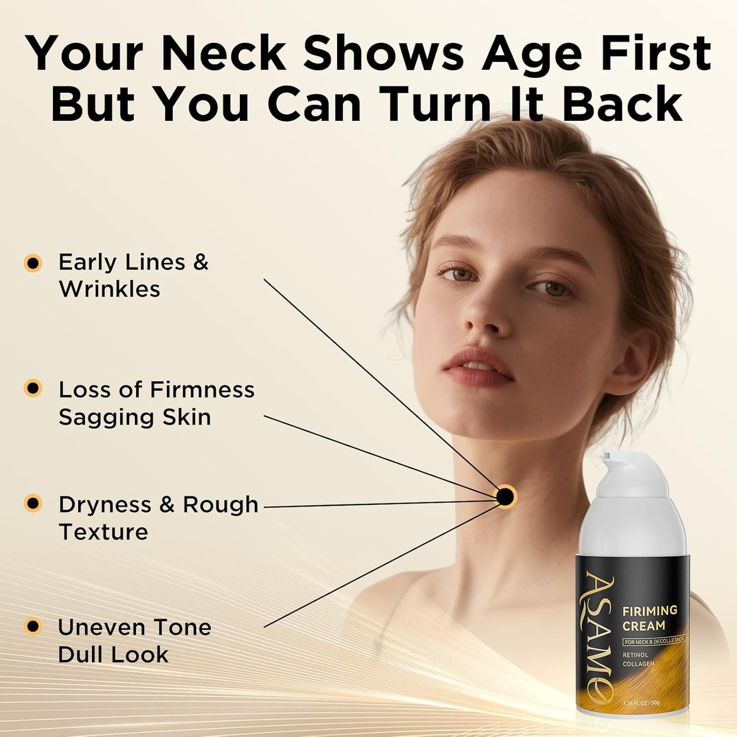 Firming Neck Cream for tightening and firming,Retinol,Collagen & Hyaluronic Acid Cream-Anti-Aging Face Moisturizer for Face,Wrinkle Smoother for Women & Men, 1.76 Fl Oz