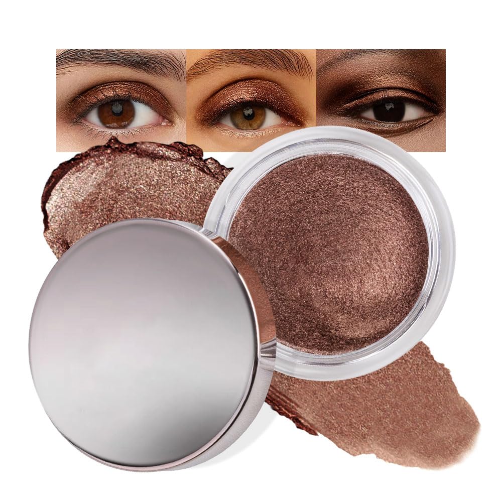 Cream Glitter Brown Shimmer Metallic Eyeshadow Palette Makeup, Natural Single Mini Instant Holographic Eyeshadow For Women, Sombras Crema Para Ojos, Talc, Paraben & Cruelty Free