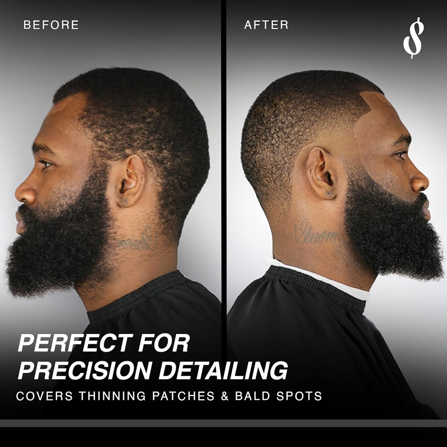 The Rich Barber N'Hance Pro Barber Kit II - 4-in-1 Hair & Beard Styling Set with Keratin-Infused Hair Building Fibers, Style Hold Spray, Applicator Pump, Application Card - Hairline & Edge Enhancer