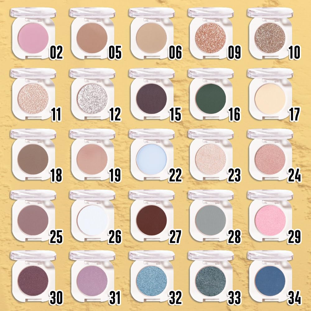 Nude Brown Single Glitter Eyeshadow Makeup, Neutral Powde Eye Shadow for Women, Nude Shimmer Singles Eyeshadow Palette Pigmented Waterproof, sombras para ojos, Girls Monochrome Eyeshadows Gift