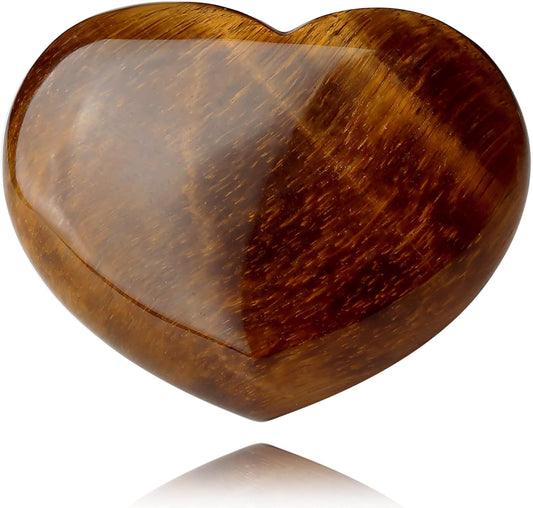 QINJIEJIE 1.8" Large Heart Crystal Love Stone Tigers Eye Smooth Gua Sha Healing Crystals Decor Meditation Yoga Worry Stones Gemstone Pockets Reiki Energy Balancing