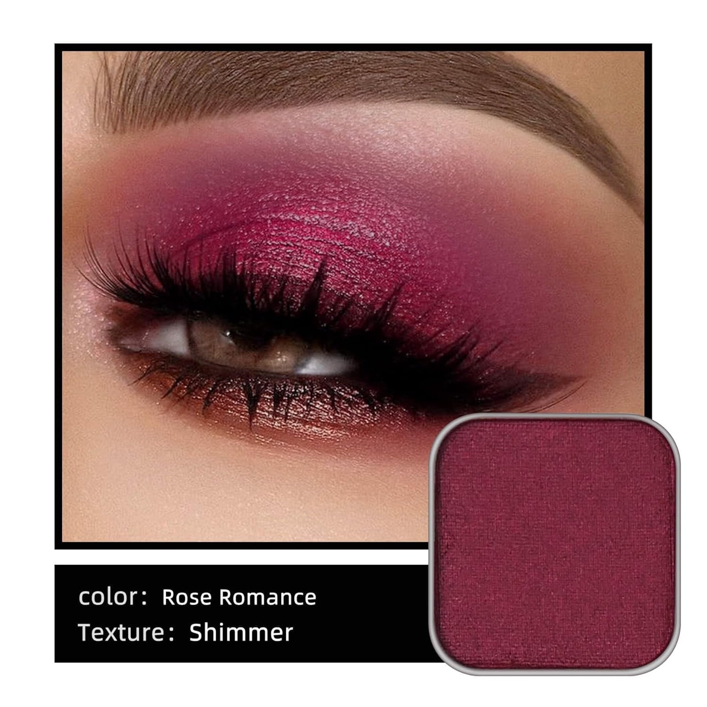 Shimmer Single Eyeshadow Refill – Plum Coloring, High Pigment, Long-lasting, No Fallout – Single Pan with Metal Base, Compatible with Magnetic Palettes – Eyeshadow Pan for DIY Makeup