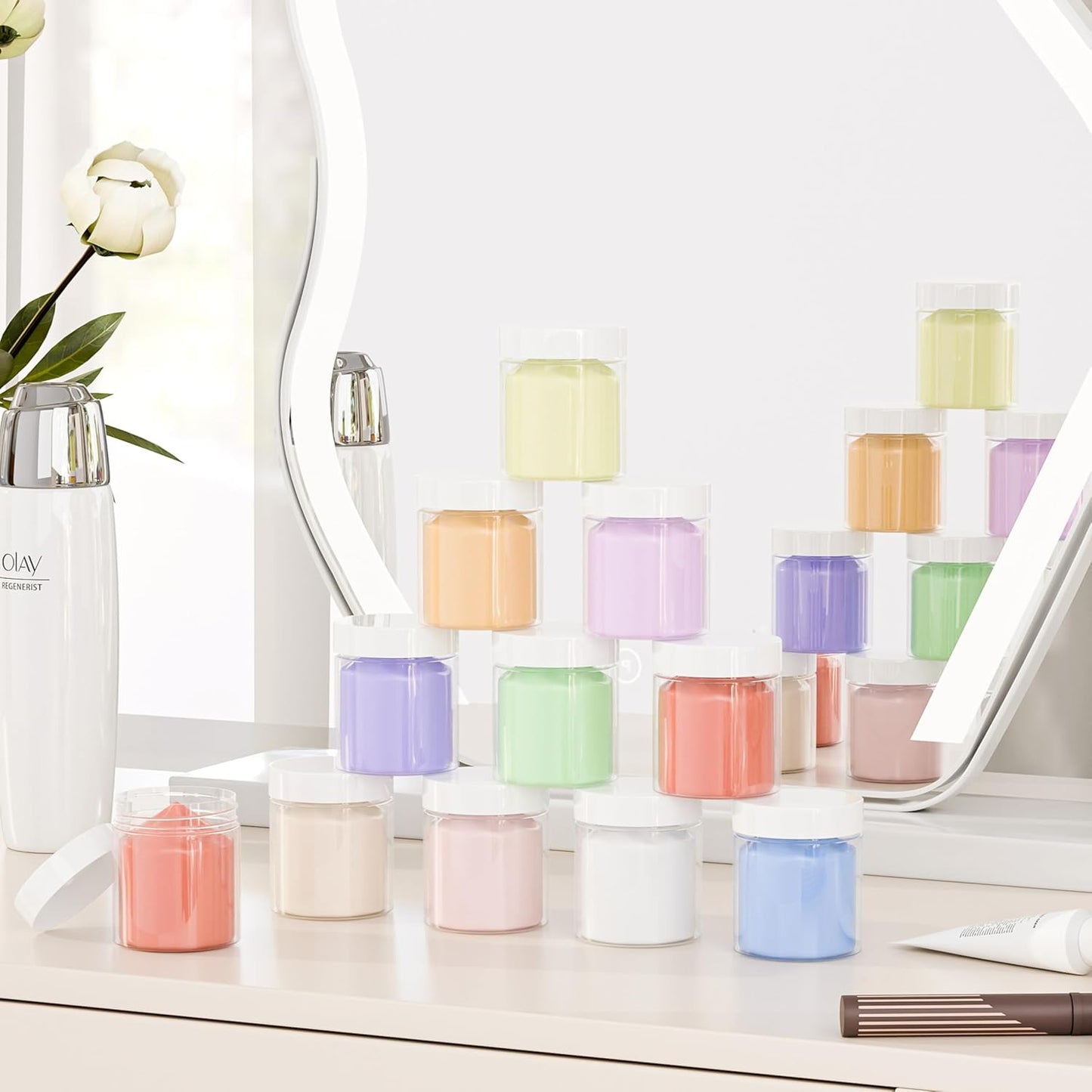 84PCS 4oz/125ml Plastic Jars with Screw On White Lids Seal Stickers Bottle Lid,Clear Container for Storing Dry Food,Spice,Lotion, Cosmetic, Slime, Honey Jam, Cream, Butter