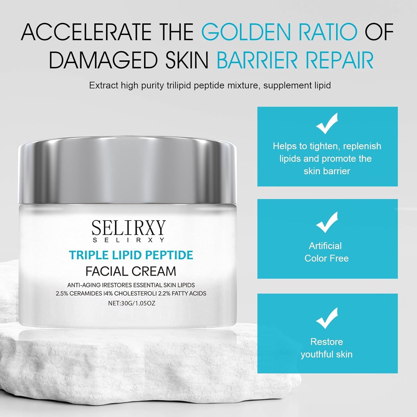 Nodfens Triple Lipid Peptide Cream for Anti-Aging - Restores & Repairs Mature Skin for Radiant, Smooth Complexion - Advanced Strength Recovery Face Moisturizer Cream