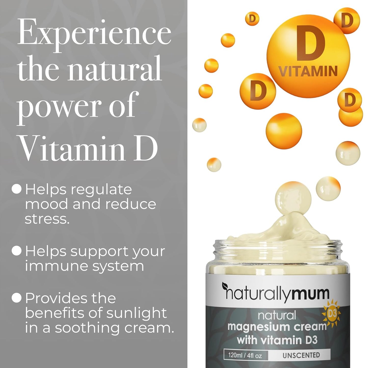 Magnesium Cream with Vitamin D3 [4 Fl Oz] - Magnesium Calm Cream and Vitamin D Lotion - Magnesium D3 Cream - Calming Cream Magnesium and Vitamin D - Turmeric & Arnica Cream - Unscented