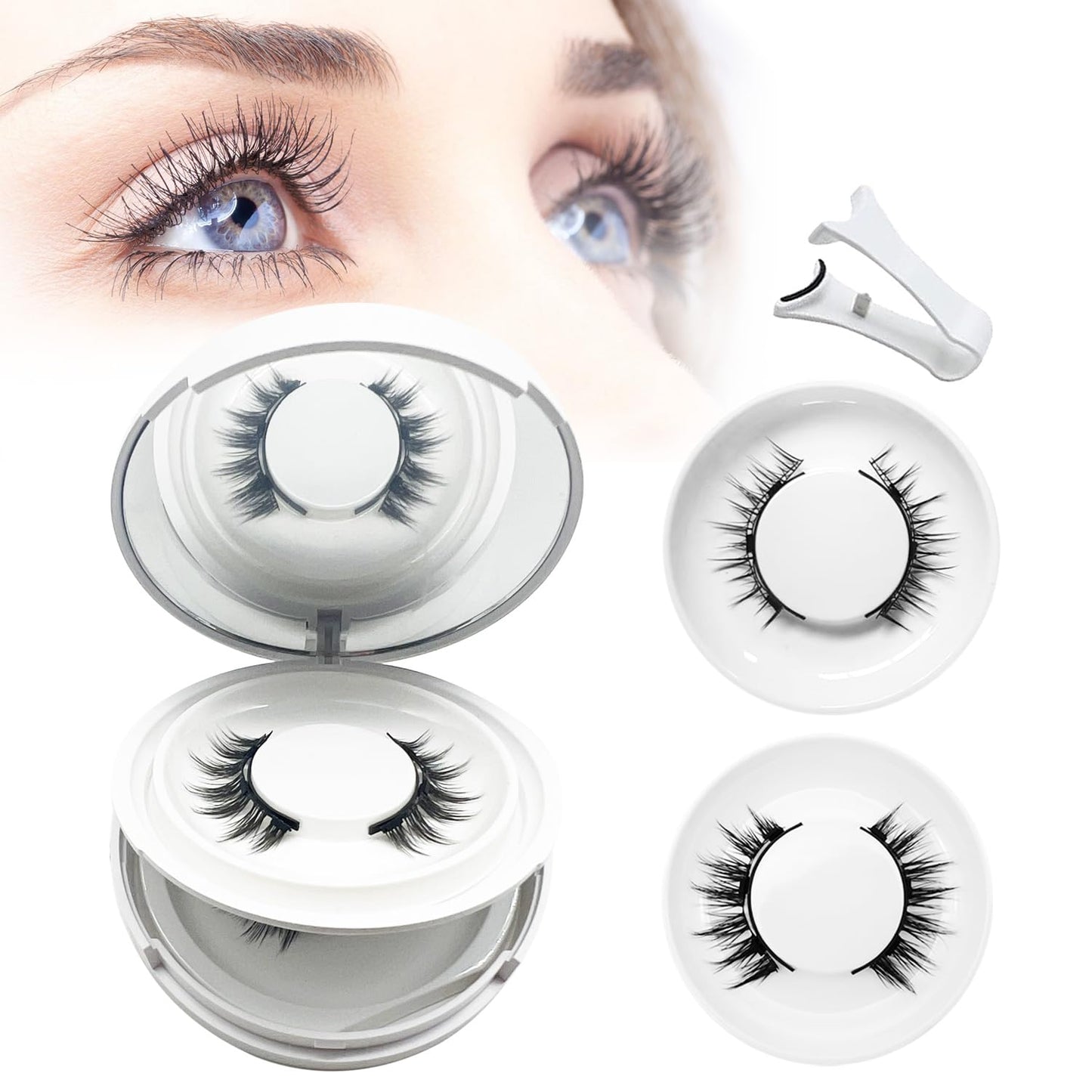 Ginani Magnetic Lashes,Magnetic Eyelashes with Applicator,2025 New Reusable Magnetic Lashes Natural Look No Glue or Liner Needed(Camellia+Simple)