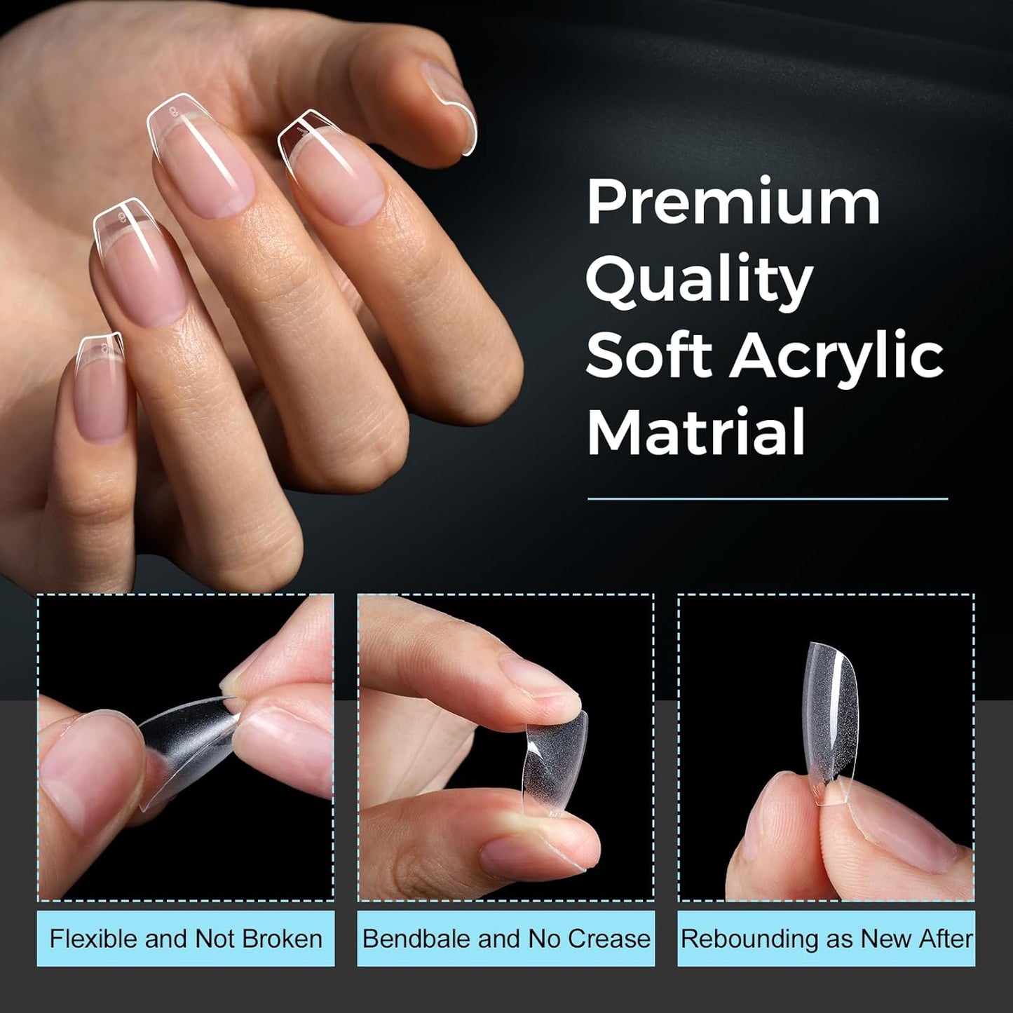 TOMICCA Short Coffin Nail Tips Acrylic Nails 240Pcs Acrylic Nail Kit Gel Nail Tips Pre-shape Clear Nails for Beginner and Professional DIY Salon 12 Sizes