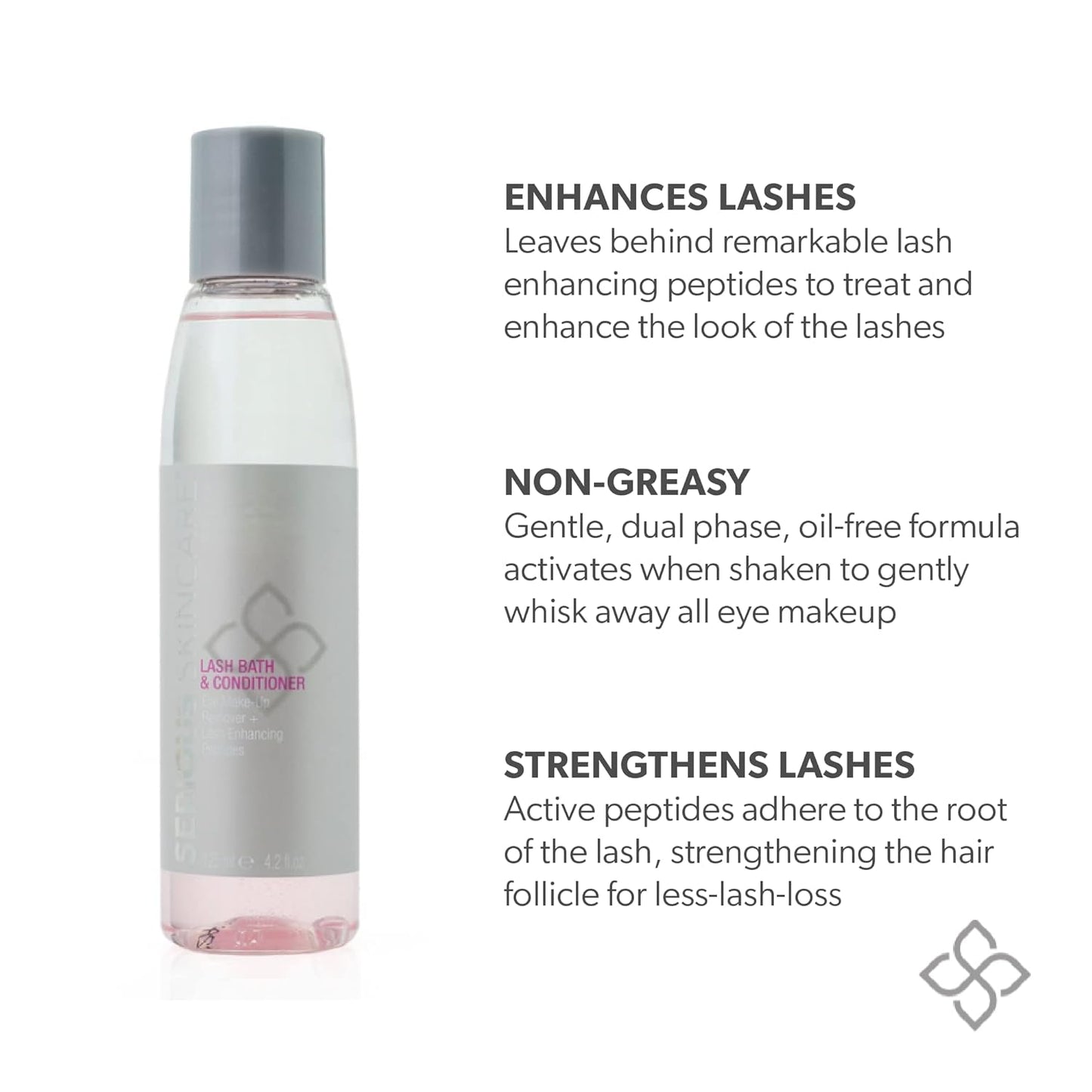 Serious Skincare Lash Bath & Conditioner - Double Action Eye Makeup Remover - Oil Free - Enhancing Peptides Promotes Eyelash Growth - Clover Flower - Effortlessly Removes Waterproof Mascara - 4 oz.