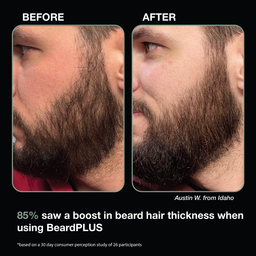 ZEUS BeardPLUS Shampoo for Men, Enhanced Beard Growth & Hair Care Treatment with Biotin & Caffeine to Boost Thickness, Strength, Hydration, and Skin Comfort (Made in USA) 6 oz.