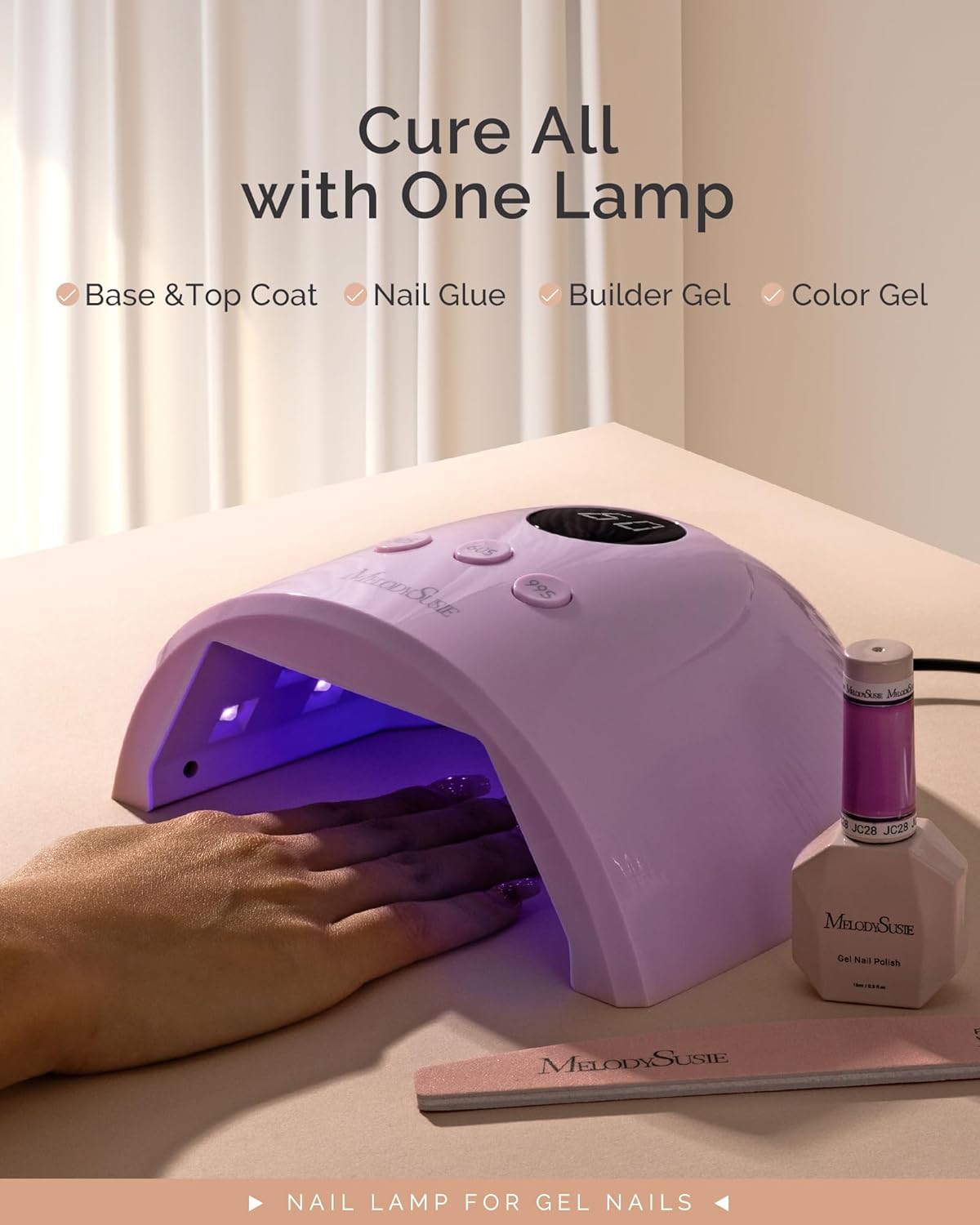 MelodySusie UV Nail Lamp, Plus30F UV Light for Gel Nails LED Nail Dryer with 3 Timer, Smart Sensor, LCD Display Fast Curing Gel Nail Polish Nail Art Tools Manicure Accessories-Purple