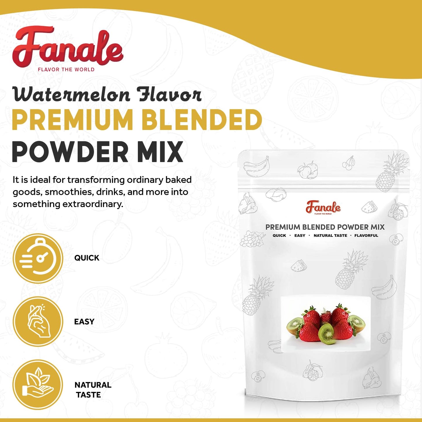 Fanale Premium Watermelon Bubble Tea Flavoring Powder | Perfect for Baking, Smoothies, Desserts and Drinks | Instant Flavoring Powder for Boba Milk Tea - 2.2 Pounds (Pack of 20).