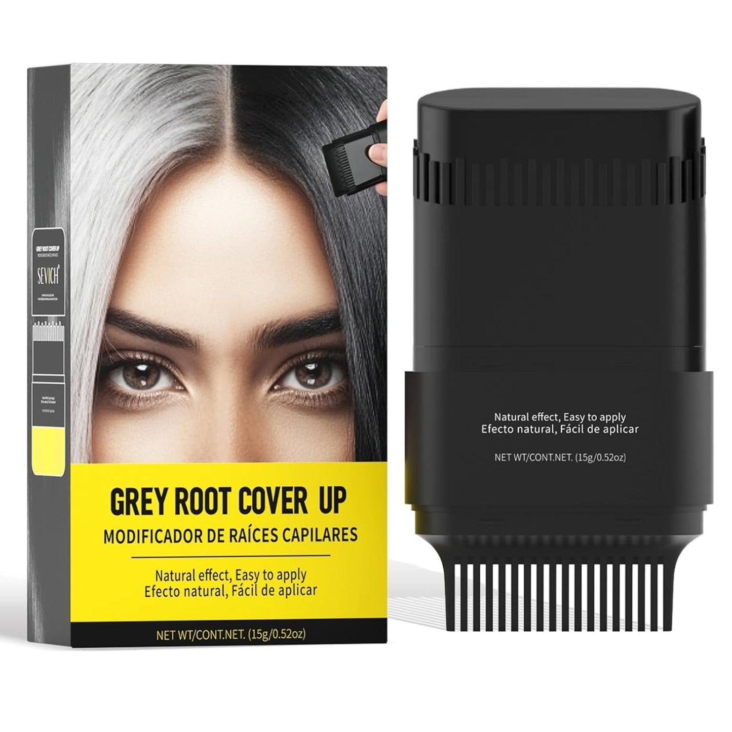 Gowwim Hair Dye Comb, Instant Portable Gray Hair Cover up Hair Dye Stick 2-in-1 Hair Color Stick Natural & Long-lasting Root Touch up Hair Color Comb Waterproof for Women & Men 15g/0.52 oz