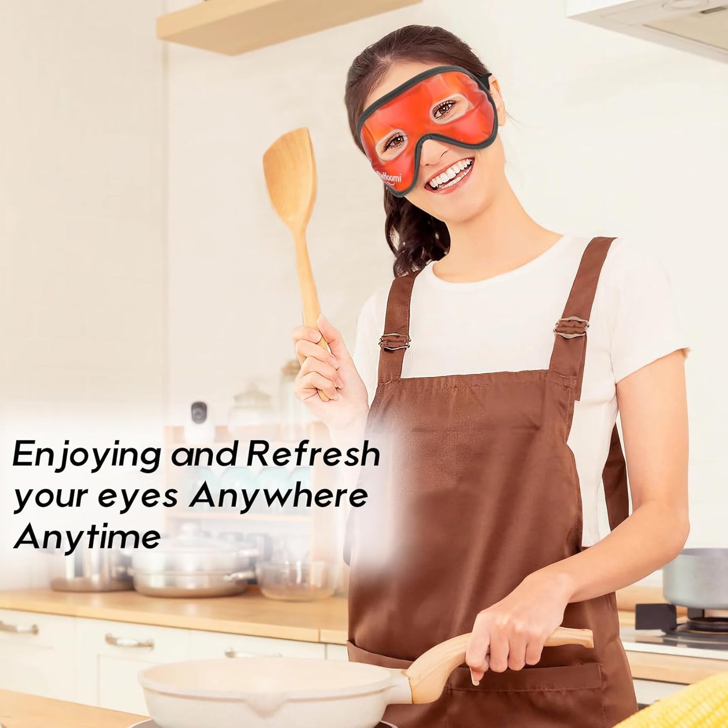 Cooling Eye Mask, Gel Eye Mask with Holes, Reusable Ice Mask, Cool Eye Ice Pack, Comfort Snug Fit, No Freeze, Cold Eye Compress for Home, Office, Relaxation, Morning Refreshment, Orange