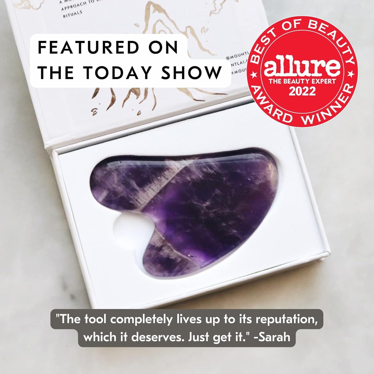 Mount Lai Amethyst Gua Sha Facial Tool – The Stone of Inner Clarity – 100% Genuine Amethyst Stone Face Sculpting Tool for Lymphatic Drainage, Puffiness Reduction & Confident Radiance