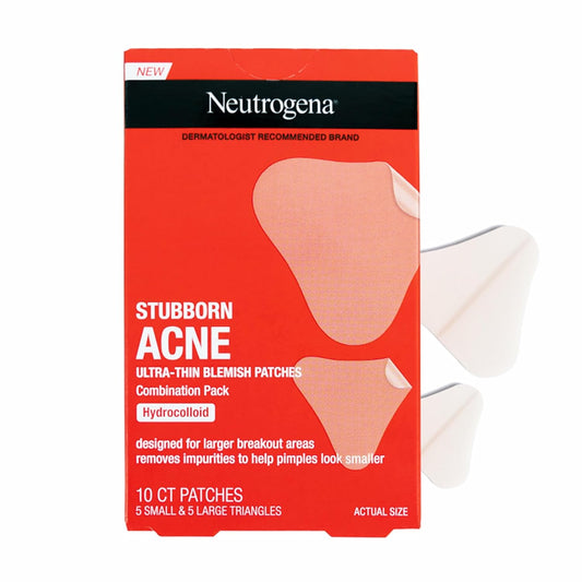 Neutrogena Stubborn Acne Ultra-Thin Blemish Patches, Acne Pimple Patches, Ultra-Thin Hydrocolloid Facial Stickers, Suitable for all Skin-Types, 10 Patches