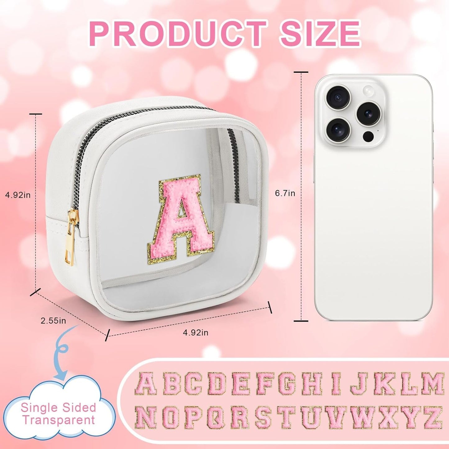 YOOLIFE Initial Make Up Bag Travel Toiletry Bag, Clear Makeup Bag Preppy Cosmetic Bags Organizer Travel Essentials Gifts for Women Teen Girlfriend Teacher Mom Birthday Mothers Day Gifts White Z