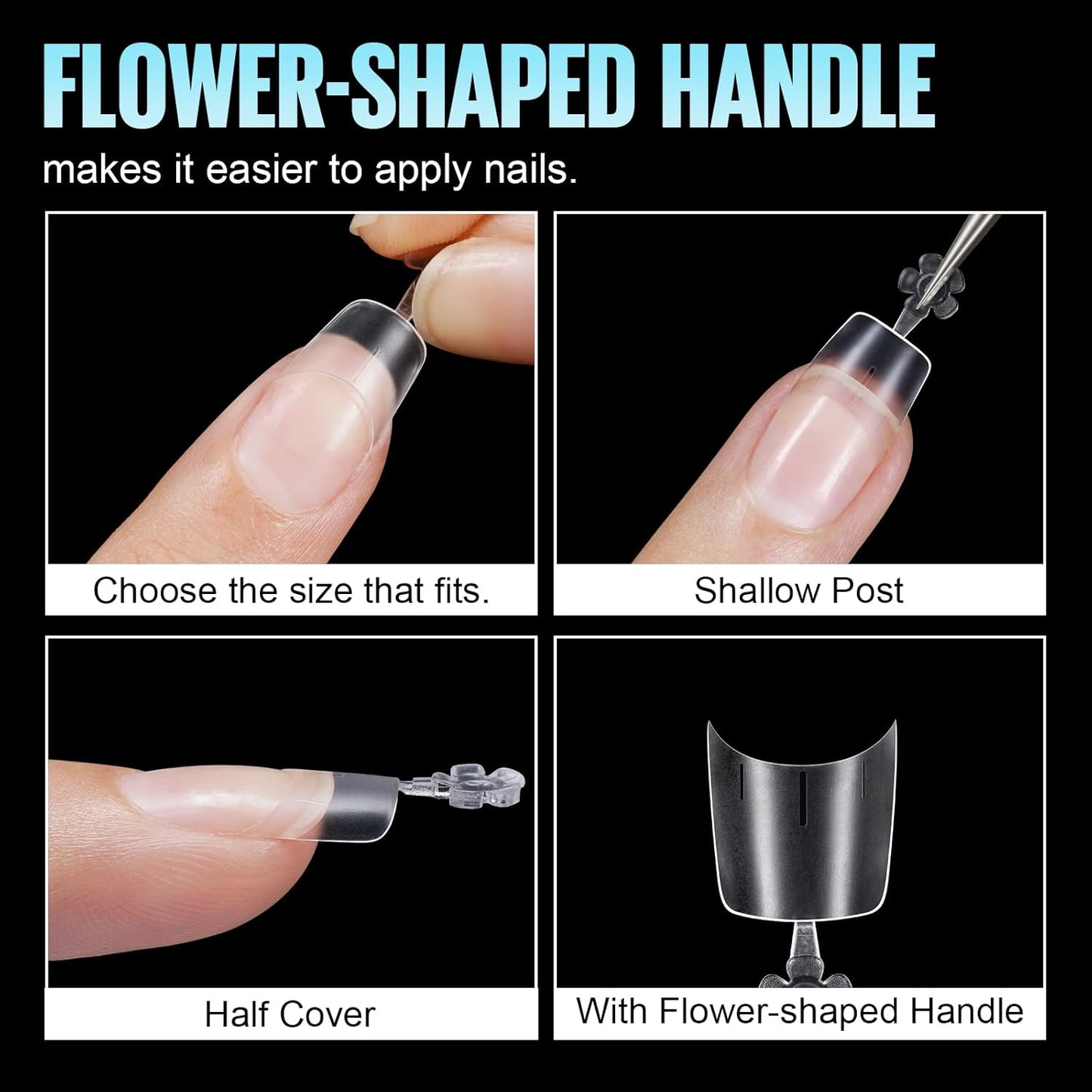 TOMICCA Short Squoval Nail Tips, 240Pcs Acrylic Half Cover Tips, 12 Sizes No C Curve Full Matte Gel Nail Tips, Nail Extension Tips for Beginner and Professional