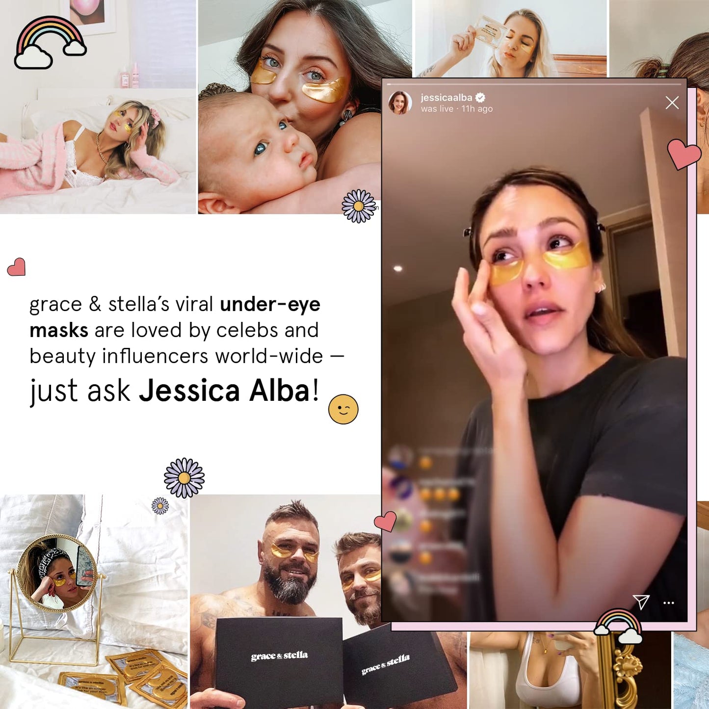 Grace & Stella Under Eye Mask (Gold, 6 Pairs) Dark Circles Under Eye Treatment, Puffy Eyes, Undereye Bags, Wrinkles - Bachelorette Party Favors, Women Gifts, Vegan, Cruelty-Free Eye Patches for Adults